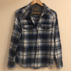 Zachs Girlfriend blue light flannel shirt sz small